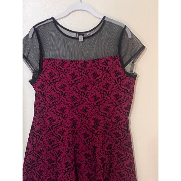 Retro Red & Black Lace Dress whimsigoth witchy vampire goth dark romance - Picture 6 of 12